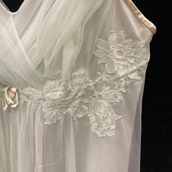 Vanity Fair- VINTAGE - 1960s 1970s Nightgown & Robe 2PC Set- Mint Green - Sz S - Picture 7 of 16